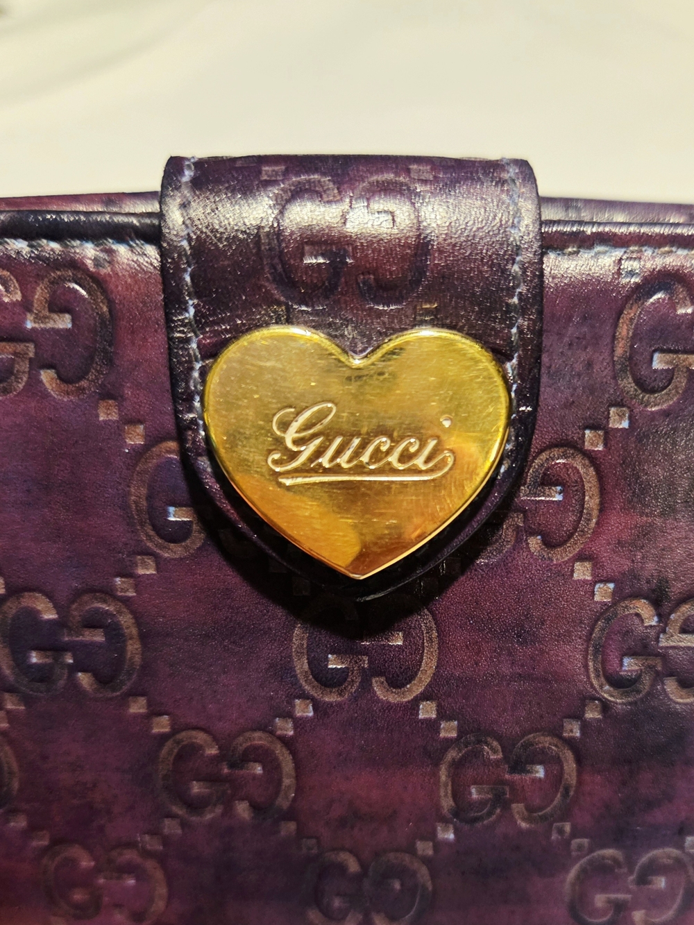 Vintage Gucci Wallet Purple Heart GG Y2K Leather Bifold Authentic with COA - Picture 15 of 15